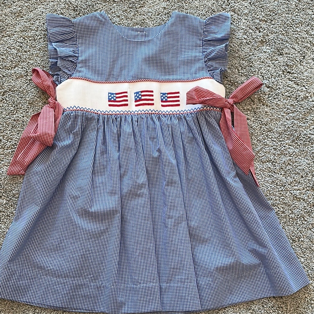 Patriotic Blue and Red Smocked dress